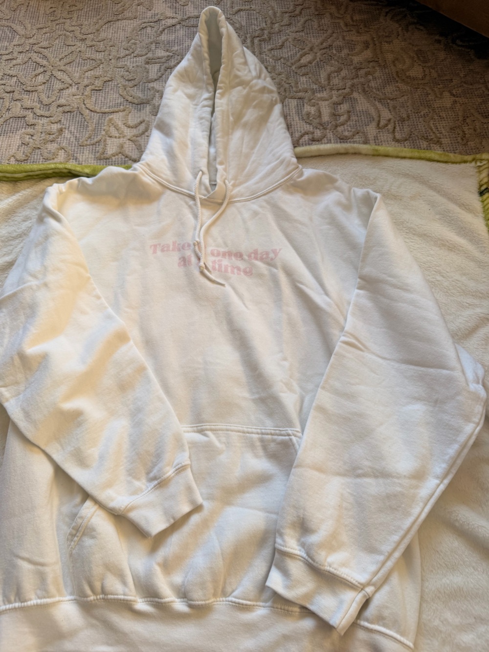 White Hoodie with Pink Script